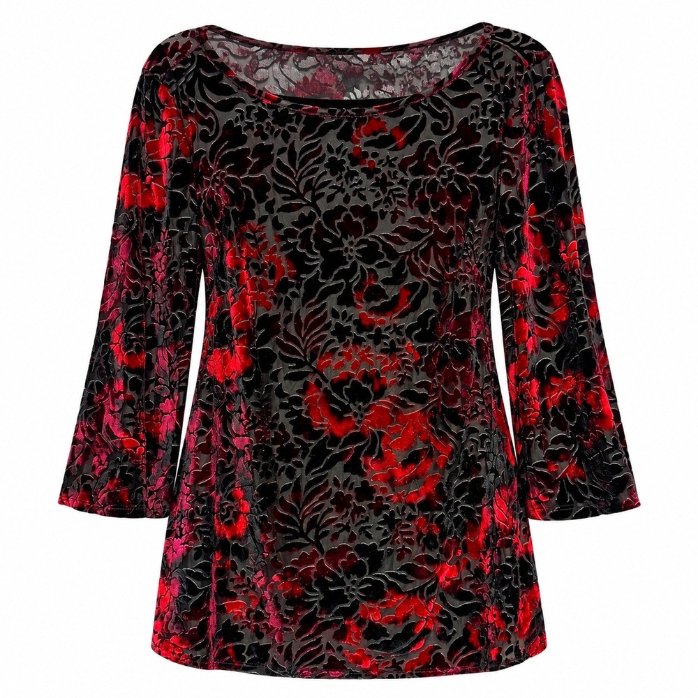 Whimsigoth Witcy Velvet Burout Top Women Size Medium Goth Grunge Floral